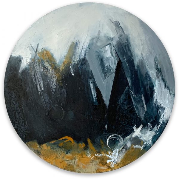 Cold wax abstract circular painting