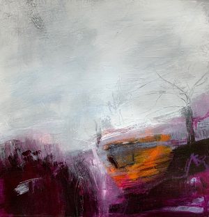 Original purple and orange abstract painting