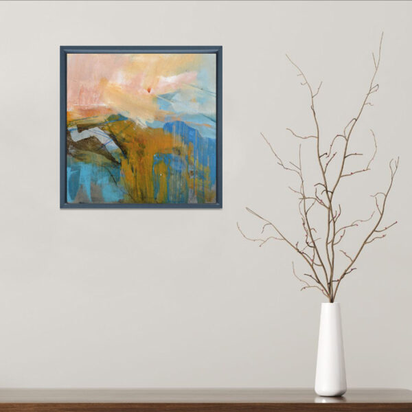 Cerulean blue and dusty peach abstract painting Jeanne-Marie Persaud