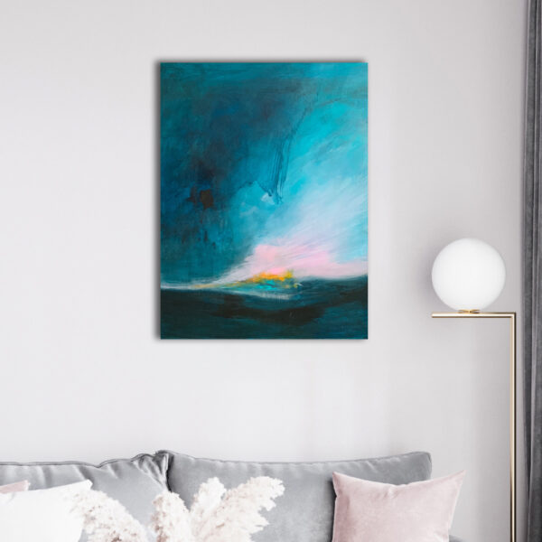 Blue horizon abstract commissioned painting Jeanne-Marie Persaud