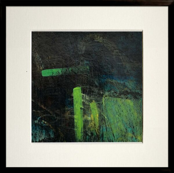 A dark green abstract painting Jeanne-Marie Persaud