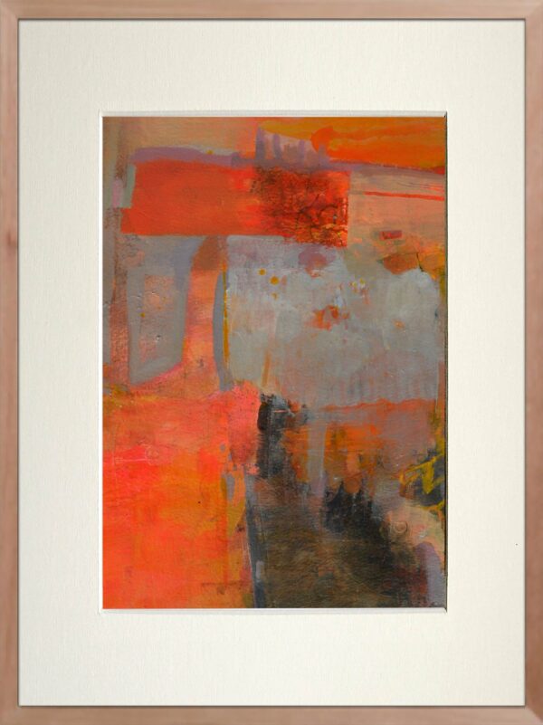 Orange abstract painting framed Jeanne-Marie Persaud
