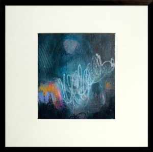 Abstract blue textured painting framed Jeanne-Marie Persaud