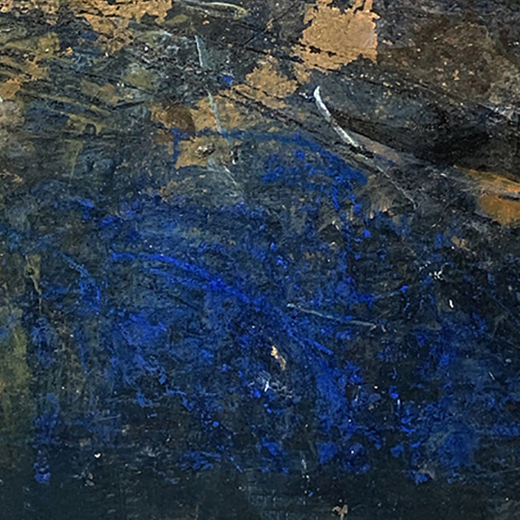 Detail of blue acrylic painting Jeanne-Marie Persaud