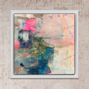 A pink and blue mixed media painting Jeanne-Marie Persaud Contemporary Painter