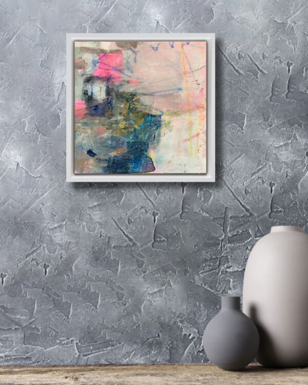 A pink and blue mixed media painting Jeanne-Marie Persaud Abstract Artist