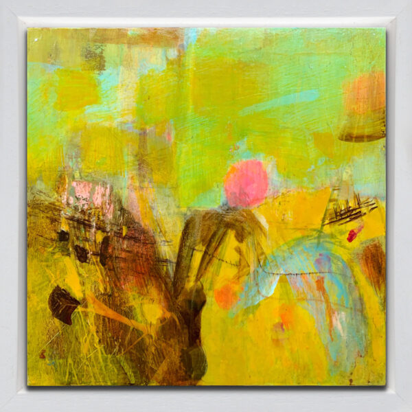 Yellow abstract painting framed Jeanne-Marie Persaud